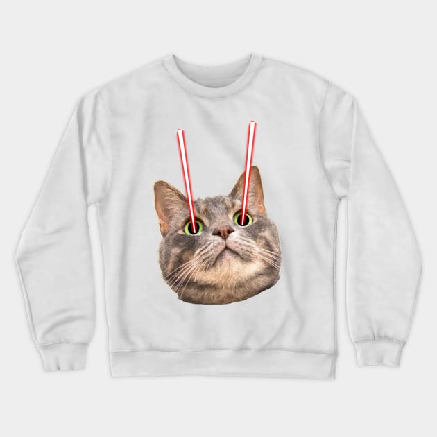 Laser Cat Crewneck Sweatshirt by Barnyardy